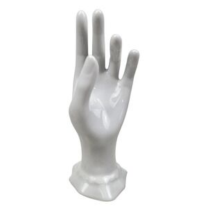 White Ceramic Hand Ring Jewelry Holder Display Stand Trinket Dish Decor